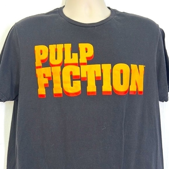 Pulp Fiction - Black And Orange Bright Pulp Fiction Logo Short Sleeve T Shirt L - Picture 3 of 8
